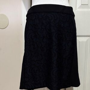 LOFT Black A-Line Lace Skirt